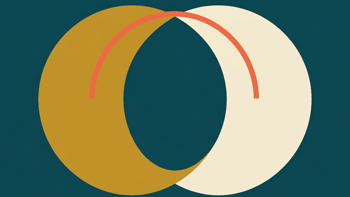 Flat illustration of an arrival form on a phone next to a passport at an airport desk, deep teal and gold
