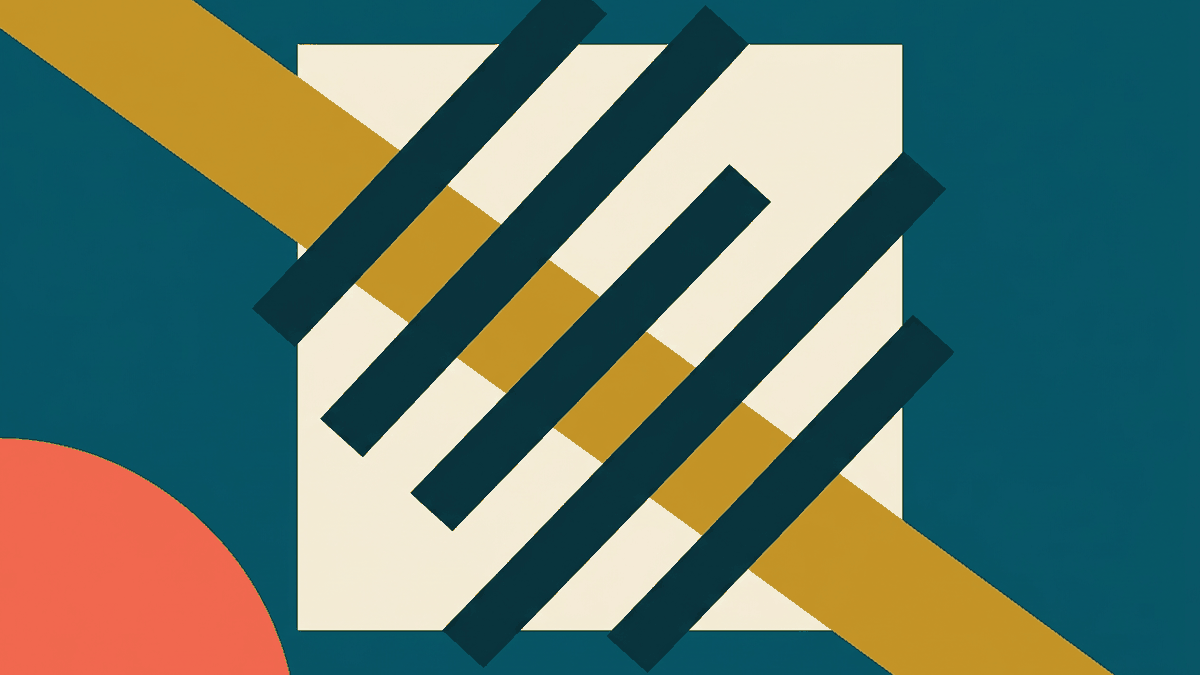 Flat illustration of a passport beside a gavel and a sealed evidence bag with a warning stripe, deep teal and gold
