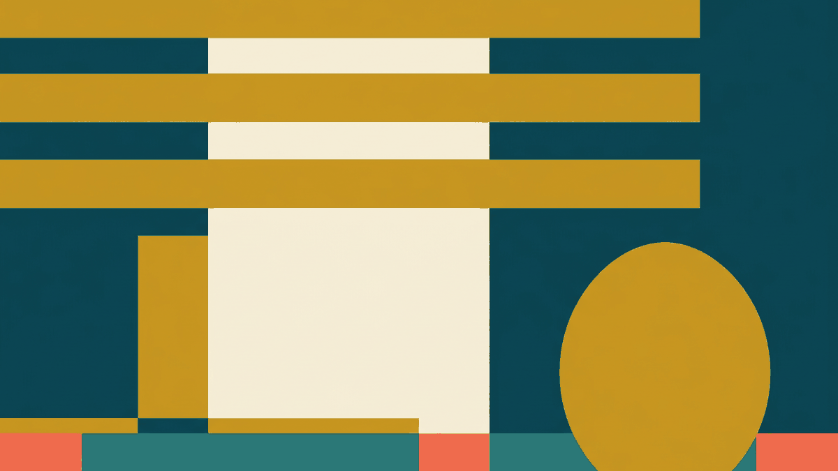 Flat illustration of a mobile phone screen with emergency numbers written on it beside a map pin, deep teal and gold