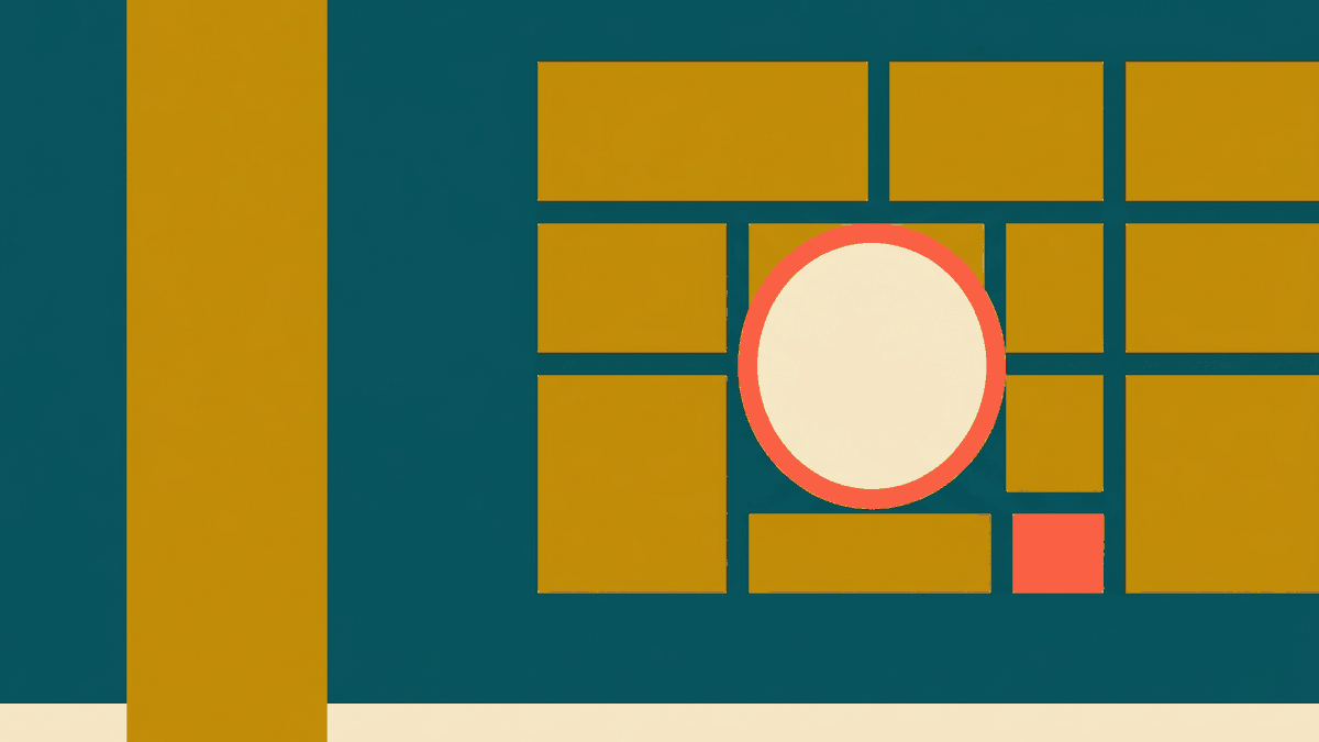 Flat illustration of a calendar with one day circled beside stacked coins and a calculator, deep teal and gold