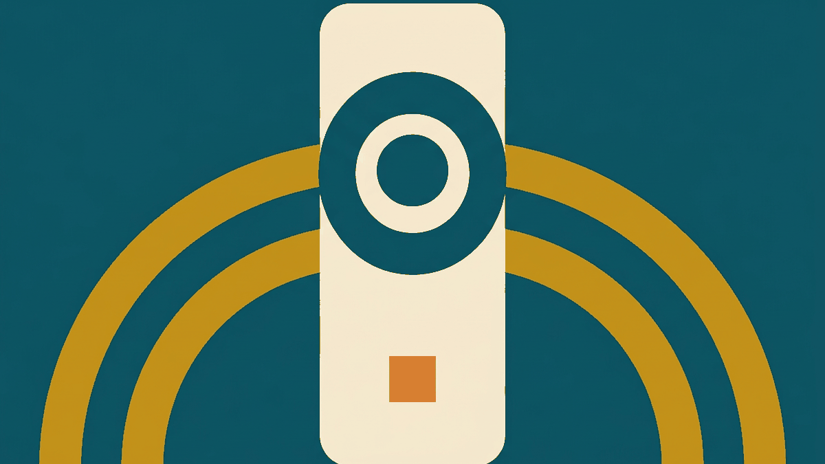 Flat illustration of a passport, an arrival card and a queue of travellers at an airport immigration desk, deep teal and gold