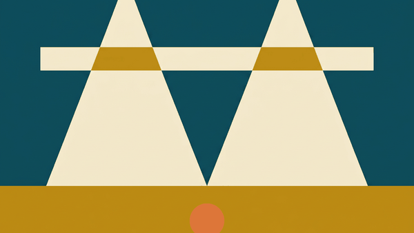 Flat illustration of a steel railway bridge over a wide brown river with limestone karsts behind, deep teal and gold