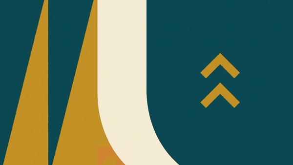 Flat illustration of a limestone cliff above a turquoise bay with a climber on the wall and longtail boats below, deep teal and gold