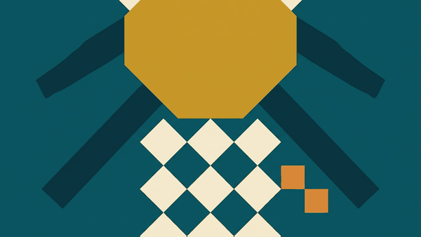 Flat illustration of a closed shop shutter with a display of cut gemstones behind glass, deep teal and gold