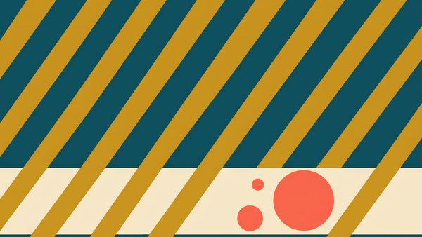 Flat illustration of heavy rain falling over a Thai street with umbrellas and puddles reflecting lights, deep teal and gold