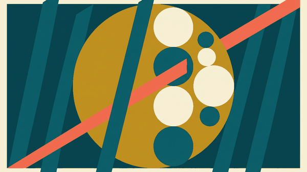 Flat illustration of a bowl of tofu, fresh herbs and chilli on a market stall, deep teal and gold