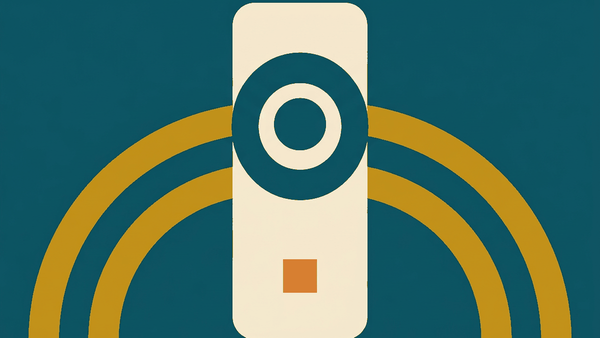 Flat illustration of a passport, an arrival card and a queue of travellers at an airport immigration desk, deep teal and gold