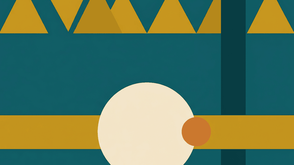 Flat illustration of a Bangkok canal with longtail boats and a riverside temple skyline in the background, deep teal and gold